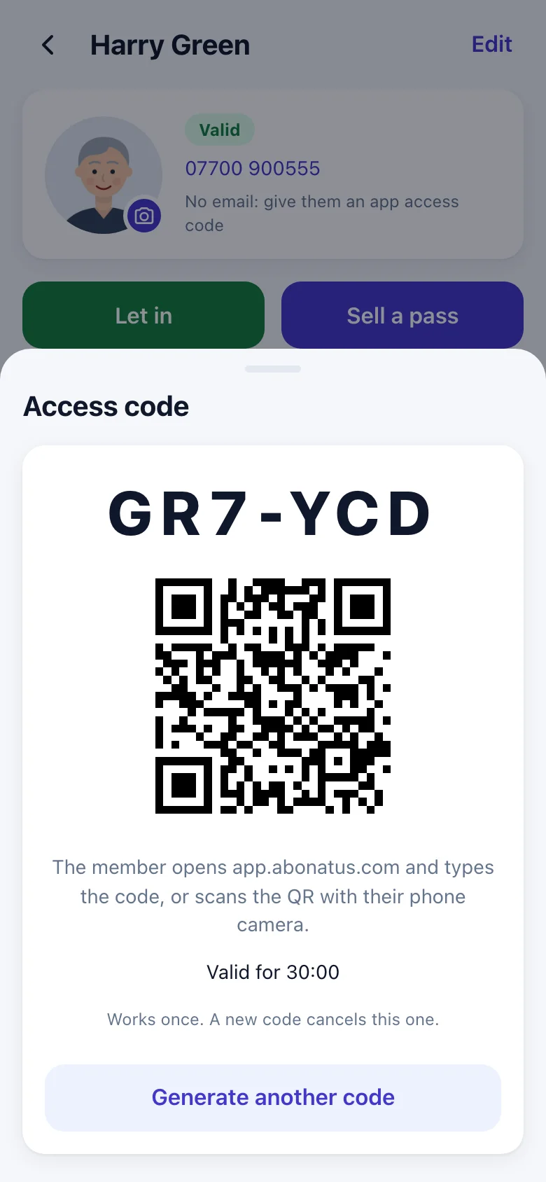 A front-desk access code