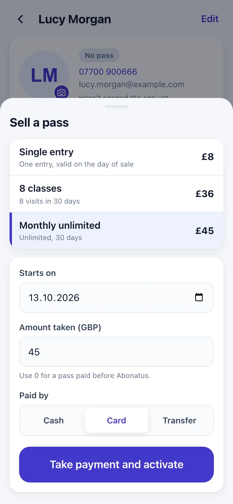 Selling a pass