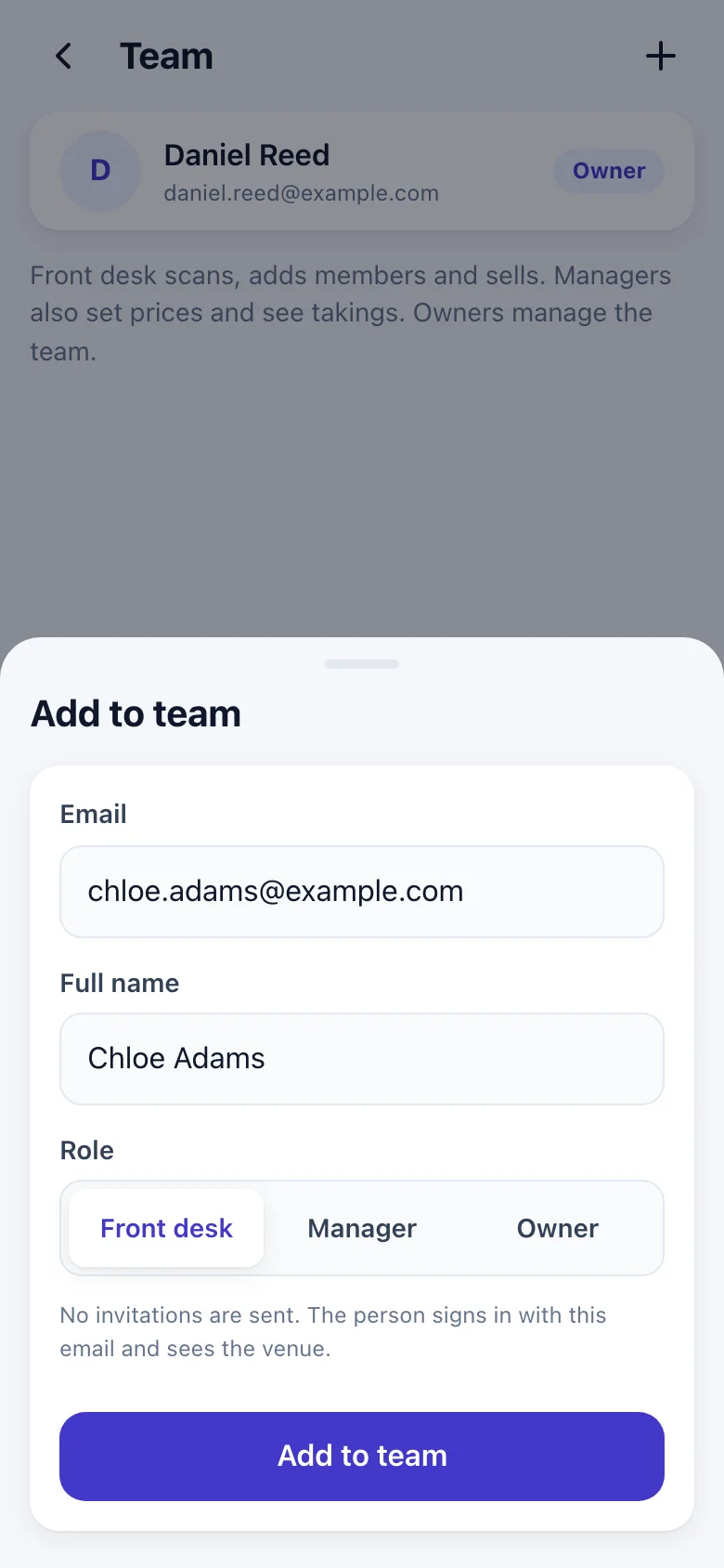 Adding someone to the team