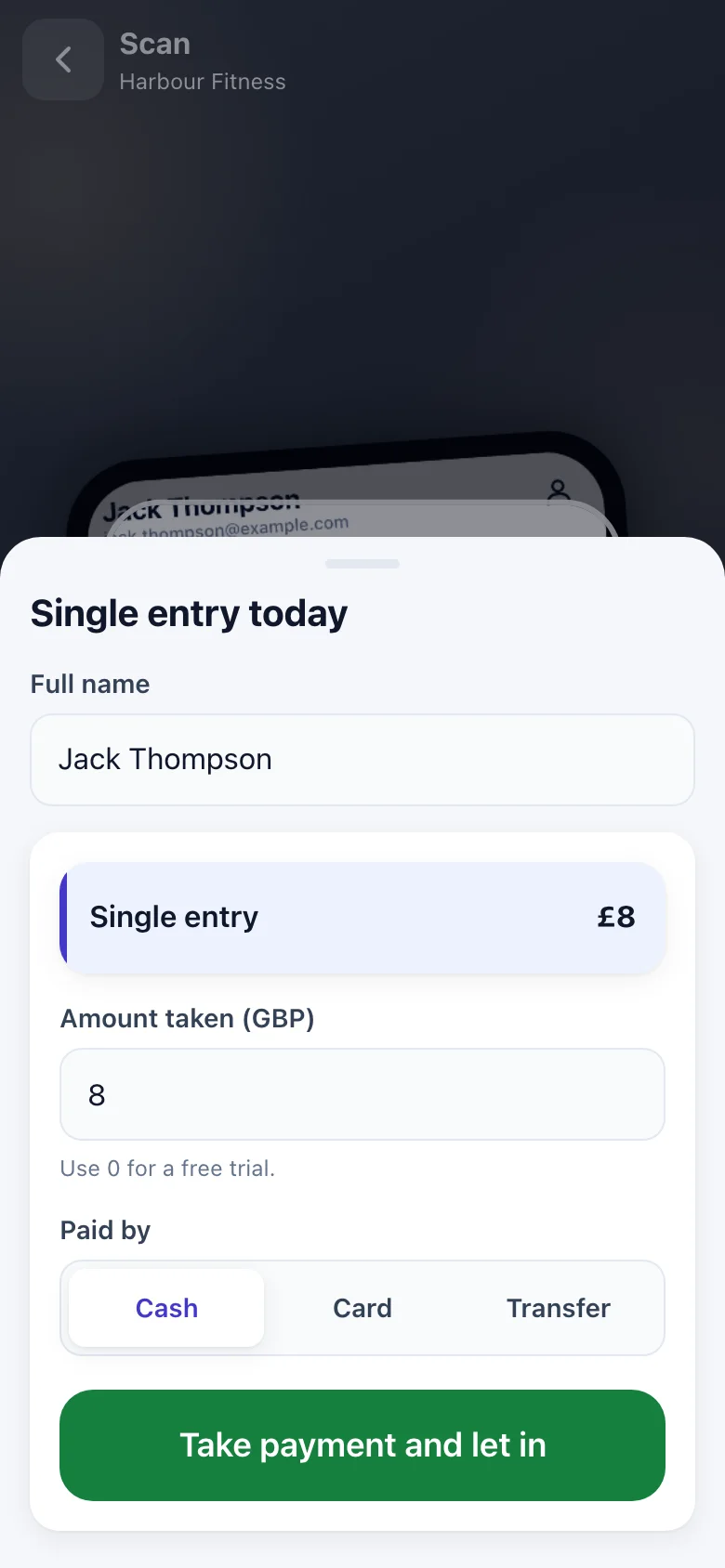 A single entry for a drop-in
