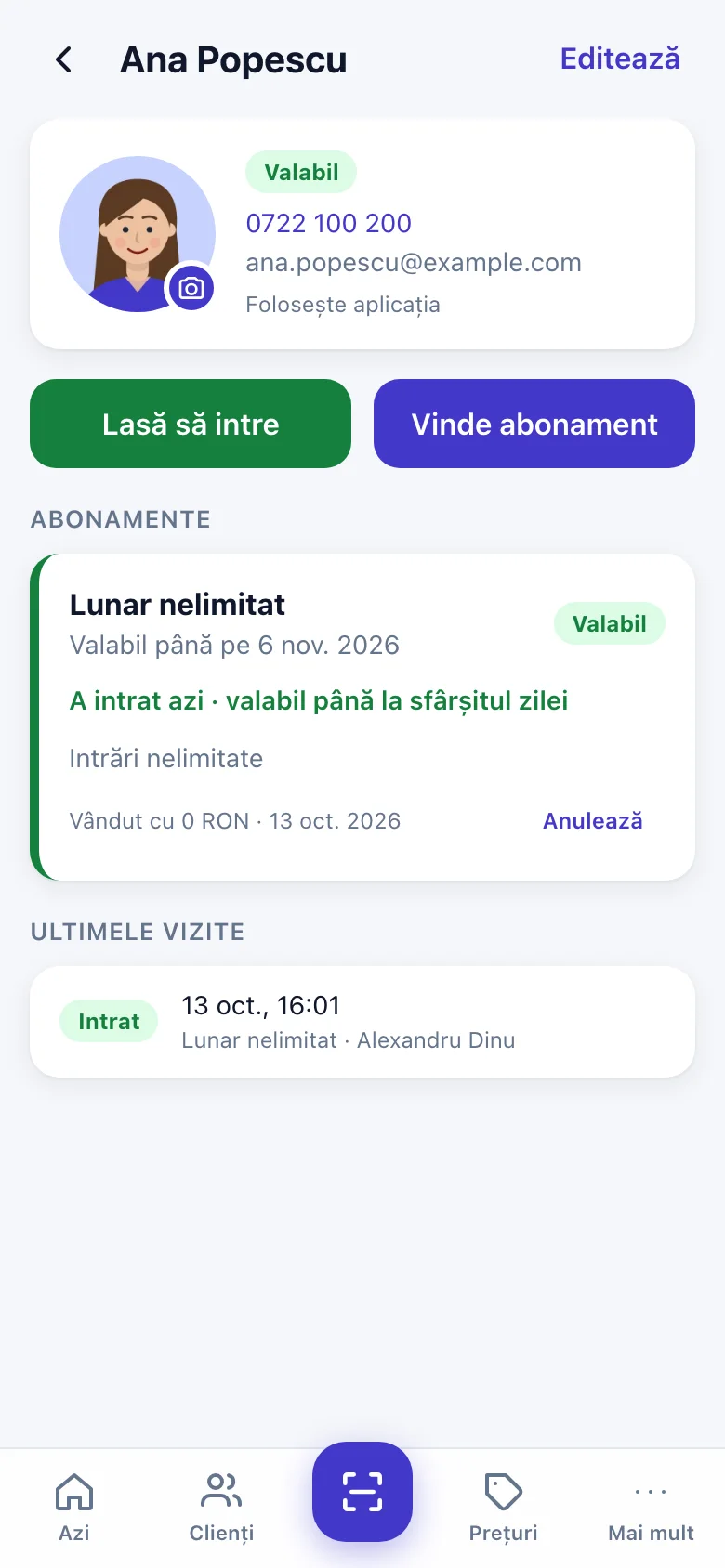 Fișa unui client