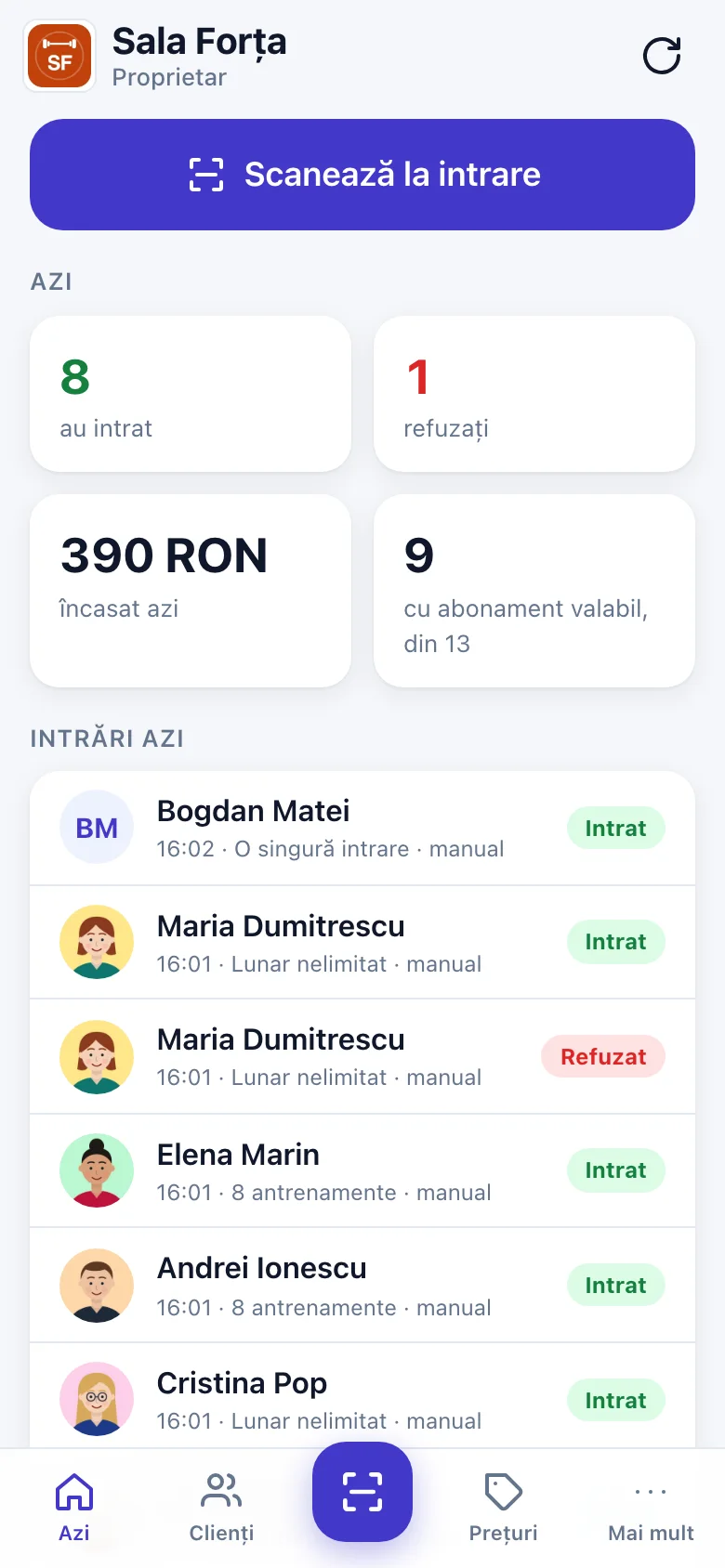 Ecranul „Azi”