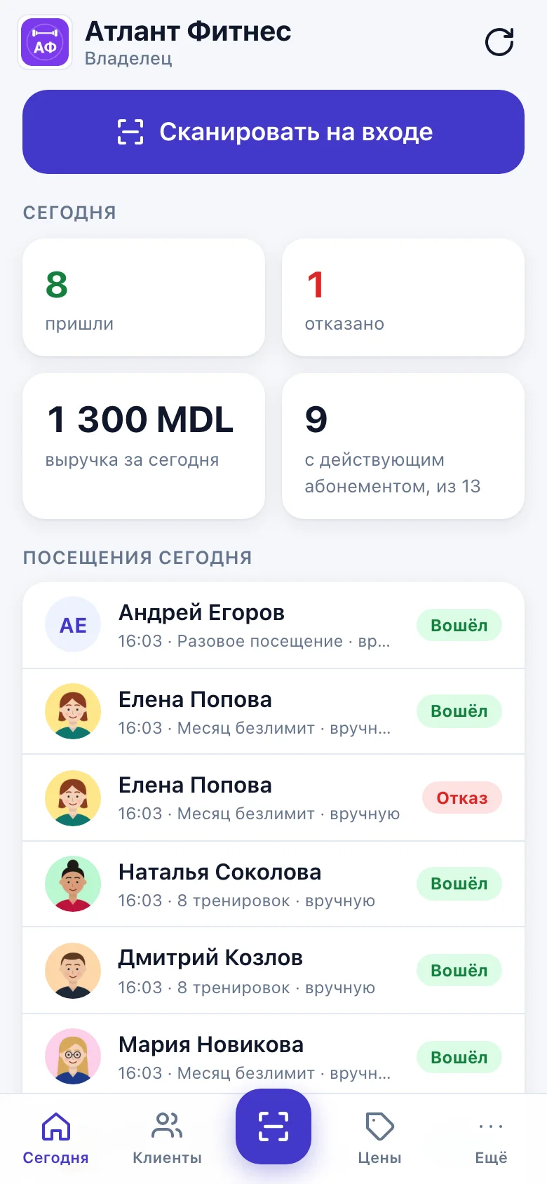 Экран «Сегодня»